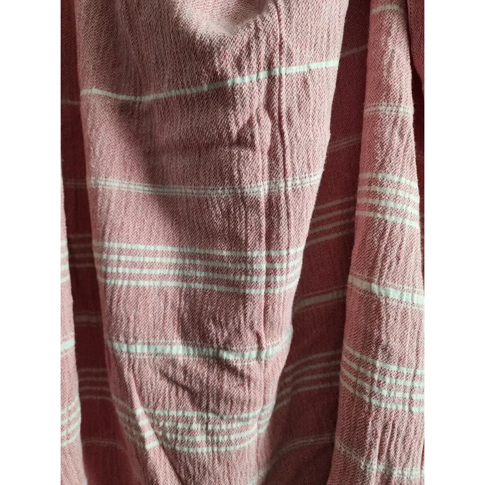 Red White Striped Fringe Wrap Shawl Oversized Scarf Beach Coverup Boho Woven - Picture 2 of 2